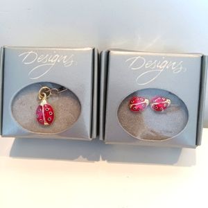 Designs Ladybug Necklace and Earrings